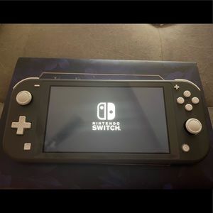 Gray Nintendo Switch Lite with charger